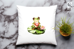 Watercolor Frog Holding Heart Clipart Sublimation PNG Product Image 3