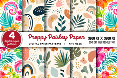 Bright Preppy Paisley Digital Paper PNG Product Image 1