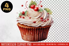 Christmas Cupcake Clipart PNG | Graphics| Christmas Ornament Product Image 4