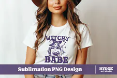 Witchy Babe Vintage Funny Sarcastic Halloween PNG DTF Product Image 2