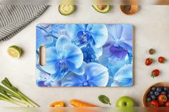 Blue Orchid Flowers Cutting Boards sublimation Design Product Image 3