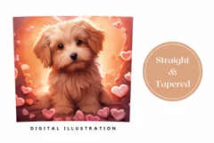Cute Puppy Tumbler Wrap Design, Valentines Day Sublimation Product Image 3