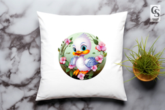 Cute Duckling Flowers Clipart Sublimation PNG Product Image 3