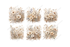 Watercolor Beige Wildflowers Clipart, Bouquet Clipart Product Image 2