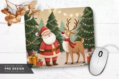 Santa and Reindeer in Festive Decor Mouse Pad PNG Design Product Image 1