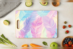 Pastel Rainbow Feathers Cutting Boards sublimation Design Product Image 3