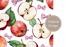 Red Apples Tumbler Wrap Design, Fruits Tumbler PNG Product Image 3