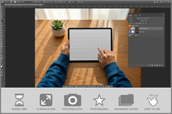 Tablet On Wooden Table Mockup Product Image 2