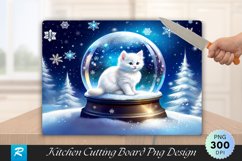 Fluffy Kitten in a Snow Globe Cutting Board PNG Product Image 1