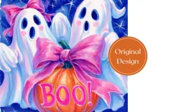 Cartoon Halloween Ghost Tumbler, Boo Halloween Tumbler Wrap Product Image 3