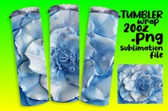 3D Floral Blue Tumbler Wrap for Sublimation Product Image 1