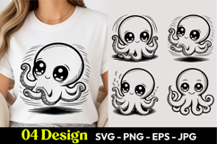 Kawaii Octopus SVG PNG Product Image 1