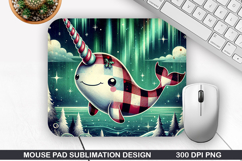 Narwhal Mouse Pad Sublimation, Christmas Mouse Pad PNG Product Image 1