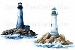 Ocean, Sea, Lighthouse, Ephemera, PNG, watercolor, Clipart Product Image 3