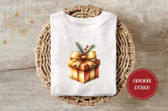 Cartoon Christmas Present Illustration, Gold Christmas PNG Product Image 3