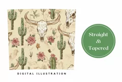 Western Skull Tumbler Wrap, Cactus Tumbler Sublimation PNG Product Image 3