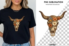 Floral Cow Skull PNG | Boho Western Skull Clipart Product Image 3