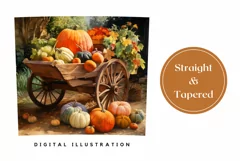 Farmhouse Tumbler Sublimation, Watercolor Pumpkins Tumbler Product Image 3