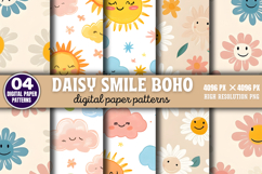 Daisy Smile Boho Digital Paper Background Bundle PNG Product Image 4
