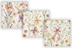 Coquette Bow Wildflower Digital Paper, Pastel Cottagecore Product Image 3