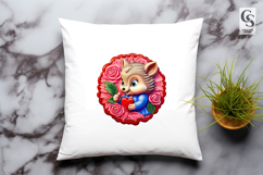 Cute Hedgehog With Rose Clipart Sublimation PNG Product Image 3