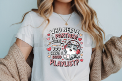 Cat Wearing Headphones Good Playlist Cute Illustration Product Image 3