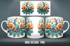 3D Peacock Mug Sublimation I Mug Wrap Product Image 3