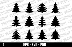 A black and white vector set of pine tree icons. Product Image 3
