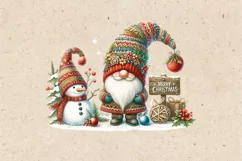 Gnome & Snowman. Christmas clipart. PNG sublimation Product Image 5