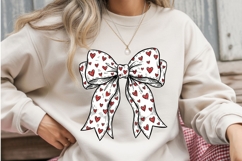 Valentine&#039;s Day Coquette Bow PNG, Red Heart Valentine&#039;s Product Image 3