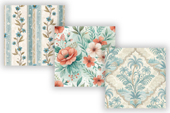 Coastal Toile Digital Paper Pack, Vintage Floral Toile Product Image 4