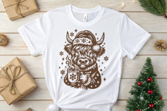 Christmas Highland Cow SVG | Cozy Cow with Hot Cocoa Product Image 2