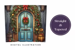 Christmas Door Tumbler Wrap Design, Christmas Door PNG Product Image 3