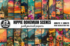 Hippie Bohemian Scenes Journal Paper Bundle PNG Product Image 1