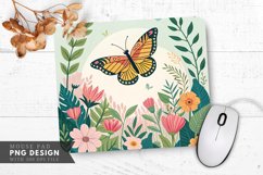 Butterfly and Blooms Nature Themed Mouse Pad PNG Design Product Image 1