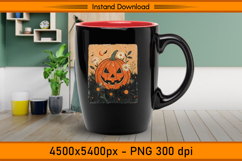 Vintage Pumpkin and Daisies Halloween Sublimation PNG Product Image 3