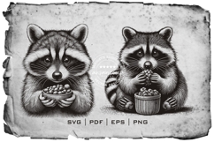 Adorable Raccoon Line Art Engraving Wildlife Vector Product Image 3