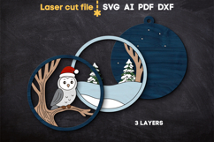 Christmas Ornament Owl SVG laser cut file for Glowforge Product Image 3