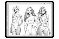 32 Procreate Women in swimsuits Stamp Brushes Product Image 3