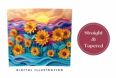3D Flowers Tumbler Template, Paper Sunflowers Tumbler Design Product Image 3