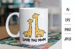 Love You Mom, Animal Mother and Baby Illustrations Set Product Image 3