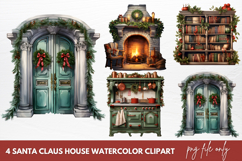 Santa Claus House Watercolor Clipart Product Image 1