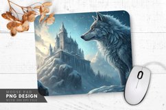 Frosted Guardian Wolf at the Ancient Fortress Mouse Pad PNG Product Image 1