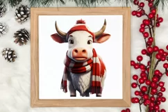 Cute Cow for Christmas Clipart Sublimation, Christmas PNG Product Image 3