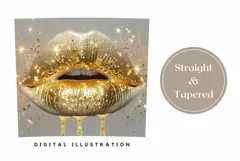 Gold Lips Tumbler Wrap, Gold Glitter Tumbler Sublimation Product Image 3