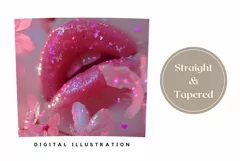 Glitter Lips Tumbler Wrap Design, Pink Flowers Tumbler PNG Product Image 3