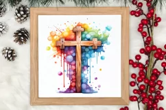 Christmas Cross Watercolor Clipart, Jesus Christ Clipart Product Image 3