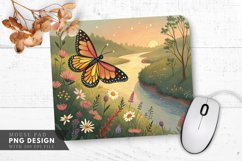 Whimsical Butterfly in a Floral Dreamscape Mouse Pad PNG Product Image 1