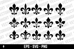 A black and white vector set of twelve fleur-de-lis icons. Product Image 3
