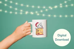 Cute Christmas Cat PNG, Merry Christmas Sublimation Design Product Image 3